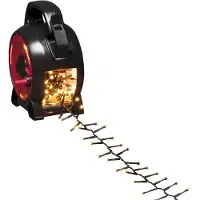 Konstsmide Micro LED Compactlights mit Kabelaufroller, 200 bernsteinfarbene Dioden, 30V, Außen (IP44), schwarzes Kabel - 3842-800