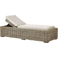 Beliani Gartenliege Natur aus Rattan mit Auflage Taupe Verstellbare Rückenlehne Geflecht Boho Modern Sonnenliege Gartenmöbel Garten Terrasse Outdoor