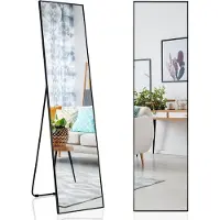 Sensahome Standspiegel – Minimalistischer Wandspiegel – Schwarz – Modern – Schminkspiegel/Badezimmerspiegel – 39 x 156 cm