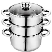 ROYAL SWISS Dampfgarer 26 cm – 3-teiliges Edelstahl Dampfkocher Set mit Glasdeckel – Induktionsgeeignet – Für Gas, Elektro & Glaskeramik – Spülmaschinengeeignet – Royal