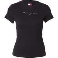 Tommy Hilfiger Kurzarmshirt TOMMY JEANS "TJW SLIM BLING LINEAR TEE EXT", Damen, Gr. L (40), schwarz, Single Jersey, Obermaterial: 100% Baumwolle, unifarben, slim fit, Rundhals, Shirts Kurzarmshirt