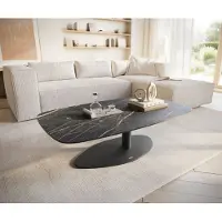 DELIFE Couchtisch Edge Boot 120x70 cm Keramik Laminam Noir Desir Braun Vibany Metall Schwarz