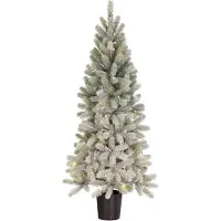 Black Box Trees Nagoya Weihnachtsbaum Künstlich mit Beleuchtung H120 x Ø60 cm - Kunstbaum mit Schneebedeckten Zweigen - Christmas Tree mit 212 PE Tannenzweigen - Schlankes Design - Grün