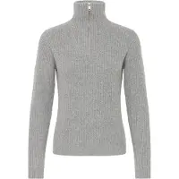 Oxmo Troyer "Troyer OXMolara", Damen, Gr. M, grau (mid grau melange), Obermaterial: 93% Polyester PES. 5% Wolle mw. 2% Elasthan EL., Pullover Troyer