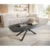 DELIFE Couchtisch Edge Boot 120x70 cm Keramik Laminam Noir Desir Braun Sarity Metall Schwarz