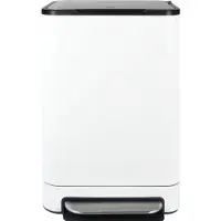 Desq 6053.01 Tretabfalleimer – 40L – mit Inneneimer – Edelstahl – Geruchsdicht – Silent Close – Weiß