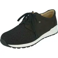Finn Comfort Enfield Herren Schnürschuhe schwarz Nubukleder und Mesh - Größe: UK 8
