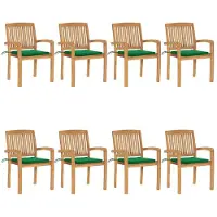 Syfax Stapelbare Gartenstühle mit Kissen 8 Stk. Massivholz Teak