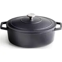 Brandt Qulinart Bräter Oval, Deckel aus Gusseisen mit Knopf aus Edelstahl - 30cm
