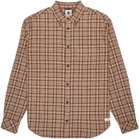 Element Langarmhemd "Button Down Regular Flannel", Herren, Gr. S, braun (tartan aluminium), Obermaterial: 100% Baumwolle., Hemden Langarmhemd