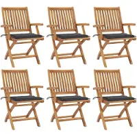 Syfax Klappstühle mit Kissen, 6-teilig, Massivholz Teakholz