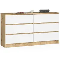 Akord Furniture Factory OP0LK-140SZ6-ARTBIA, Weiß, Eiche, 6 Schublade(n), Matt, 16 mm, 60 cm, 400 mm