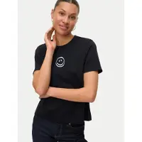 Vero Moda Kurzarmshirt "VMSARA METTE SS TOP BOX JRS GA NOOS" Baumwolle, regular fit