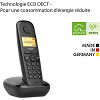 Gigaset A270, DECT-Telefon, Kabelloses Mobilteil, Freisprecheinrichtung, 80 Eintragungen, Anrufer-Identifikation, Schwarz