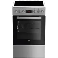 Beko FSM57300GX, Freistehender Herd, Edelstahl, Drehregler, Berührung, Vorderseite, Emaille, Keramik