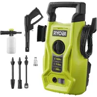 Ryobi – 1400-W-Hochdruckreiniger – 110 bar – 390 l – 5 m PVC-Schlauch – Vario- und Turbolanze – Reinigungsmitteldüse – RY110PWA