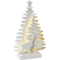 Beliani LED Weihnachtsdekoration Weiß MDF Weihnachtsbäume zum Aufstellen mit Beleuchtung Indoor Weihnachtsdeko Tannenbäume Weihnachten