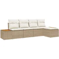 vidaXL Gartensofa-set 6 Stk. 5-Sitzanzahl Beige und Creme Polyrattan