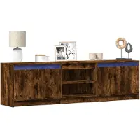 vidaXL TV-Schrank mit LED-Beleuchtung Räuchereiche 180x34x50 cm