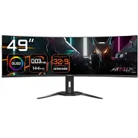 Gigabyte AORUS CO49DQ OLED-Monitor Curved, 124 cm (49"), 5120 x 1.440 Pixel DQHD, 0,03 ms, dreh-, neig-, höhenverst. HDM, DP, USB-C