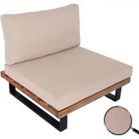 Mendler Lounge-Sessel HWC-H54, Garten-Sessel, Spun Poly Akazie Holz FSC-zertifiziert Aluminium ~ hellbraun,