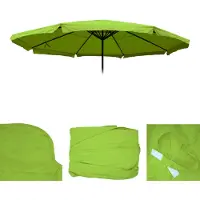 Mendler Ersatz-Bezug für Sonnenschirm Meran Pro, Gastronomie Marktschirm mit Volant Ø 5m, Polyester grün