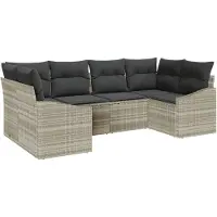 vidaXL Gartensofa-set 6 stk. Hellgrau Poly-Rattan