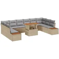 vidaXL Gartensofa-set 11 Stk. Beige Poly-Rattan