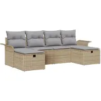 vidaXL Gartensofa-set 6 stk. Beige und Hellgrau Poly-Rattan
