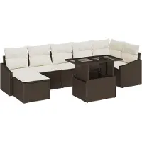 vidaXL Gartensofa-set 8 stk. Braun und Creme Poly-Rattan