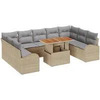 vidaXL Garten-Sofa-Set 10 stk. Beige und Hellgrau