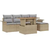 vidaXL Garten-Sofa-Set 6 stk. Beige und Hellgrau
