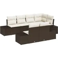 vidaXL Gartensofa-set 7 stk. Braun und Creme Poly-Rattan