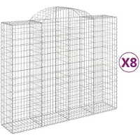 vidaXL Gabionen mit Hochbogen 8 Stk. 200x50x160/180cm Verzinktes Eisen