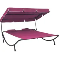 Syfax Sonnenliege mit Sonnendach und Kissen Rosa