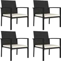 Syfax Garten-Essstühle 4 Stk. Poly Rattan Schwarz