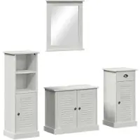 vidaXL Badezimmermöbel-Set 4 Stk. Antik Weiß Massives Kiefernholz