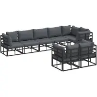 vidaXL Gartensofa-set 8 stk. Schwarz Aluminium