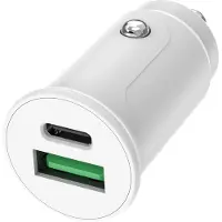 Grab 'n GO , Auto USB-A 12W / USB-C 30W Ladegerät Power Delivery kompatibel, Weiß