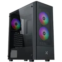 Xigmatek Midi-Tower-PC-Gehäuse ohne Netzteil – HERO II Air 3F (Schwarz) – ATX/Micro-ATX – 3x120 mm FRGB – Mesh – USB 3.0/2.0