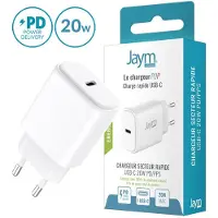Jaym , Schnellladegerät Netzteil USB-C 20W 3A Power Delivery PPS, Weiß
