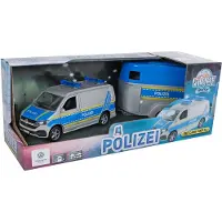 Kids Globe VW Polizei mit Anhänger U.2 Pferde,Spielset,metall/kunstst.neu in