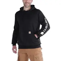 Carhartt Pullover Sleeve Logo Hooded Sweatshirt Men Black-XS