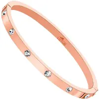 Lotus Armreif "Ionic", rosa (roségoldfarben, kristallweiß, kristallweiß), Armbänder, Damen, Edelstahl, Armreif, mit Glasstein