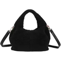 Gallantry Paris Gallantry, Handtasche für Damen mit abnehmbarem Fellschultergurt, Schwarz