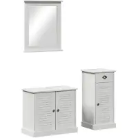vidaXL Badezimmermöbel-Set 3 Stk. Antik Weiß Massives Kiefernholz