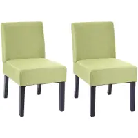 Mendler 2er-Set Esszimmerstuhl HWC-F61, Stuhl Lounge-Stuhl, Stoff/Textil grün