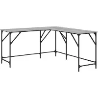 DKD Home Decor Schreibtisch Grau Sonoma 149x149x75 cm Holzwerkstoff