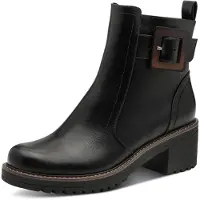 Marco Tozzi Stiefelette , Damen, Gr. 37, schwarz, Lederimitat, unifarben, Schuhe Stiefelette, Blockabstz, Herbstboots in veganer Verarbeitung