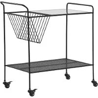 Beliani Servierwagen Schwarz aus Metall 40 x 70 x 70 cm mit Aufbewahrungskorb Rechteckig Wohnzimmer Modern Elegant